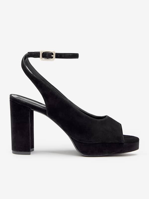 Paulette Platform Sandal - Black Suede